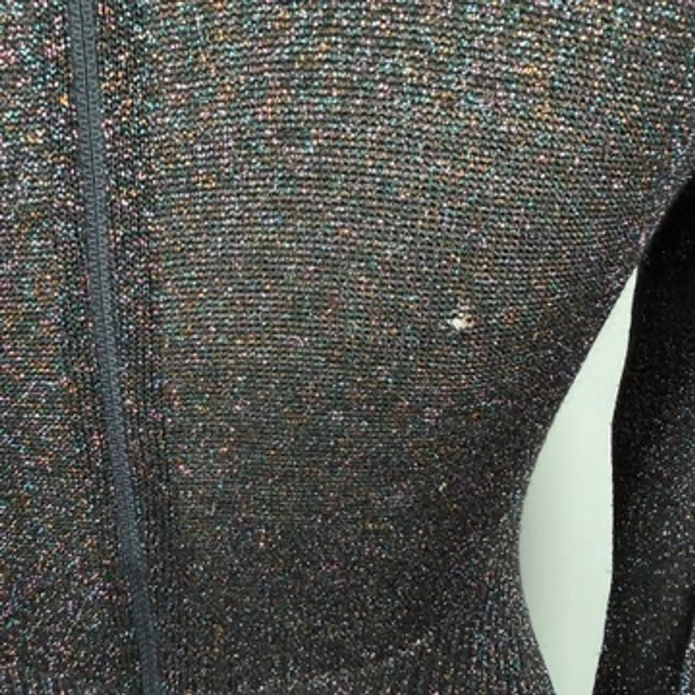 Vintage Black Metallic Shimmer Maxi Bodycon Dress Stretch Crochet Size S/M - Picture 10 of 14